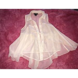 Button Down Collared Sheer Blouse